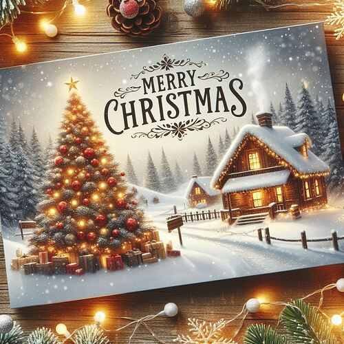 Erstelle eine Weihnachtskarte mit Frohe Weihnachten